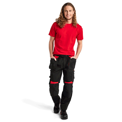 Blaklader 1555 Holster Pocket Craftsmen Work Trousers Black / Red
