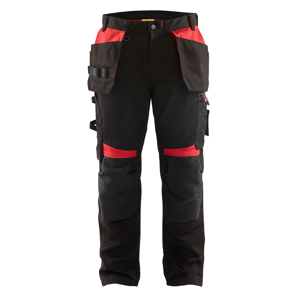 Blaklader 1555 Holster Pocket Craftsmen Work Trousers Black / Red