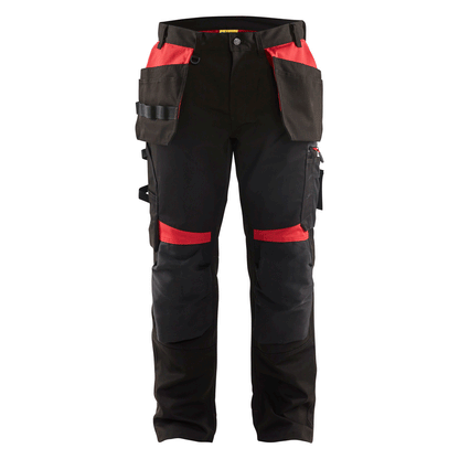 Blaklader 1555 Holster Pocket Craftsmen Work Trousers Black / Red