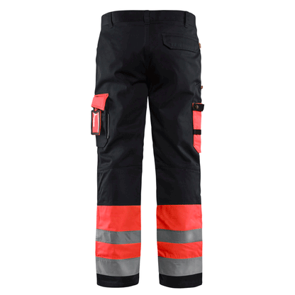 Blaklader 1584 Hi-Vis Professional Drivers Work Trousers Black / Red