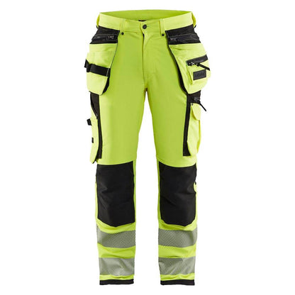 Blaklader 1997 Hi-Vis 4-Way Stretch Holster Pocket Kneepad Work Trousers Hi-Vis Yellow/Black Waist 30" Leg 32"