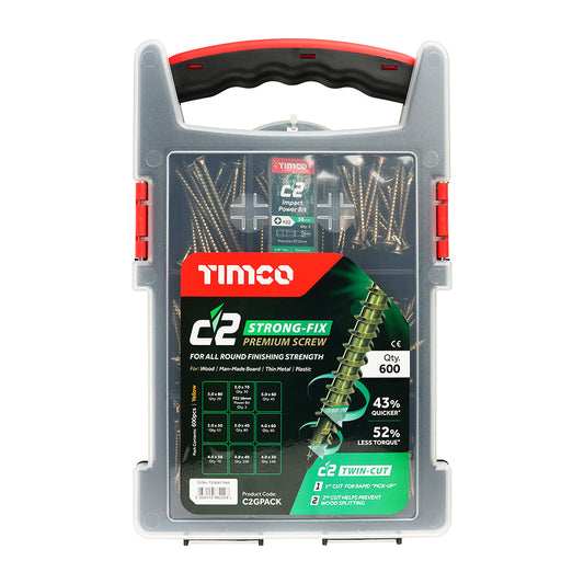 TIMCO C2 Strong-Fix Mixed Grab Pack – PZ – Double Countersunk – Yellow