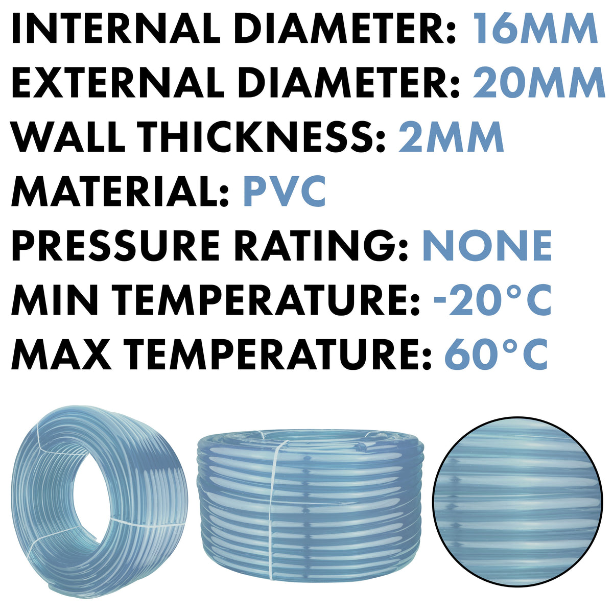Clear PVC Pipe 16mm*20mm