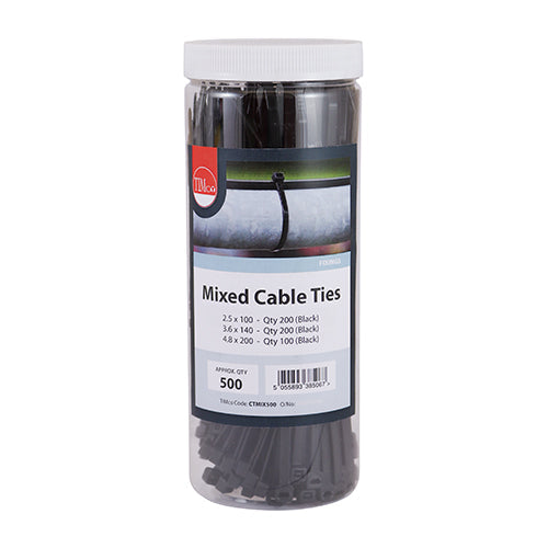 Cable Ties Mixed - Black (500 Pack)