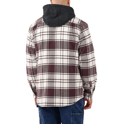 Carhartt 105621 Rugged Flex Relaxed Fit Flannel Fleece Lined Hooded Jacket Shirt Malt Medium