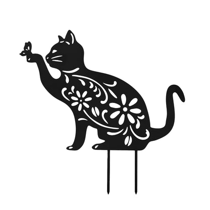 Metal Cat and Dog Silhouette Garden Ornament