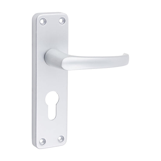 Contractors Euro Profile Lever Lock Door Handles – Satin Anodised Aluminium - 155 × 40