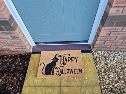 Doormat 60cm x 40cm - 'Happy Halloween' - Absorbent Coir Mat for Indoor/Outdoor