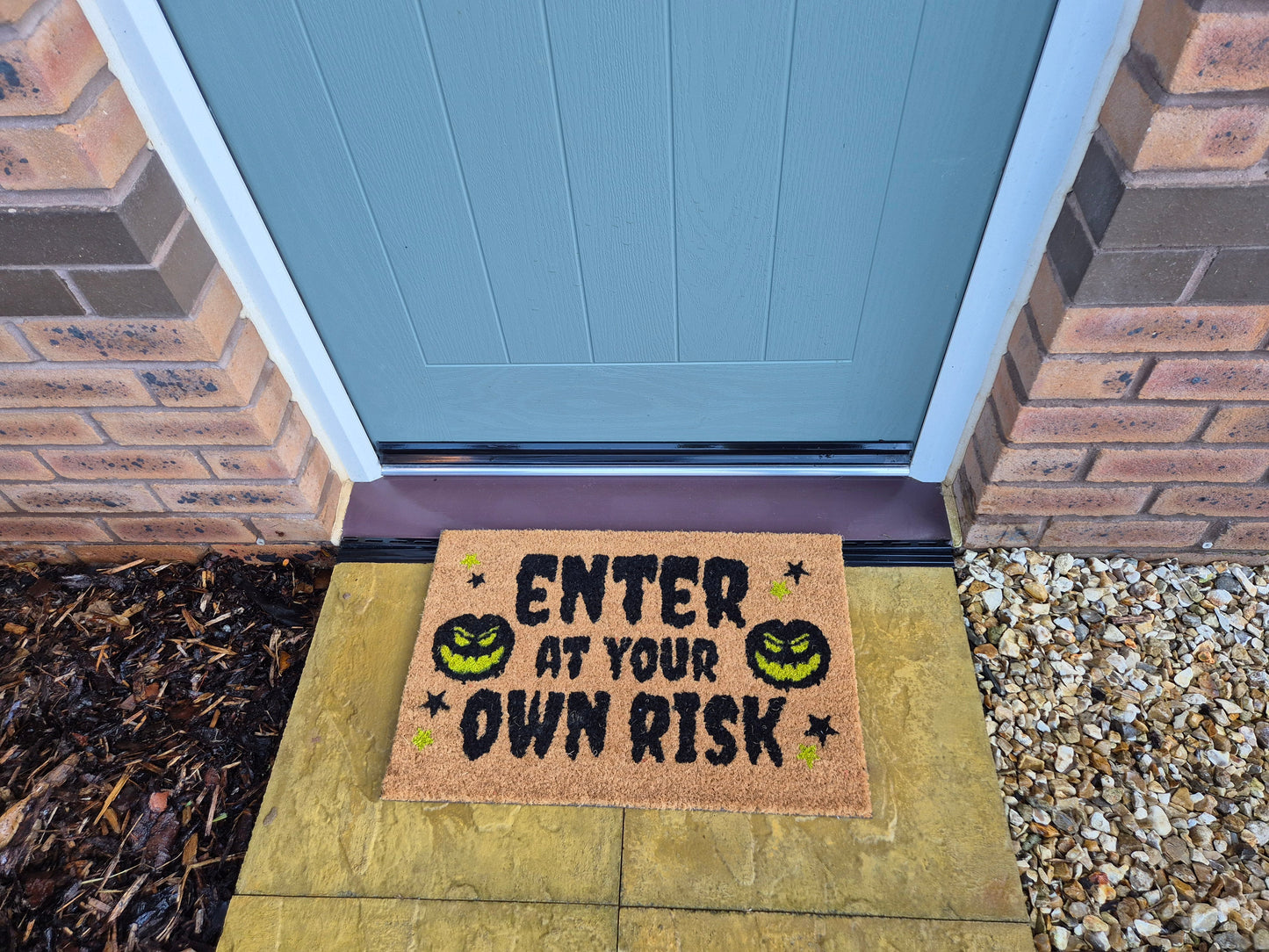 Halloween Doormat 60cm x 40cm - 'Enter At Your Own Risk'
