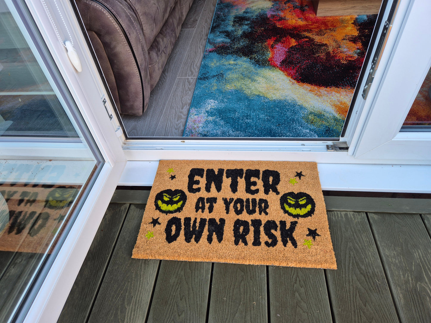 Halloween Doormat 60cm x 40cm - 'Enter At Your Own Risk'