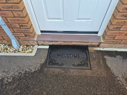 Rubber Doormat 60cm x 40cm - 'Welcome' (D2) - Absorbent Coir Mat for Indoor/Outdoor