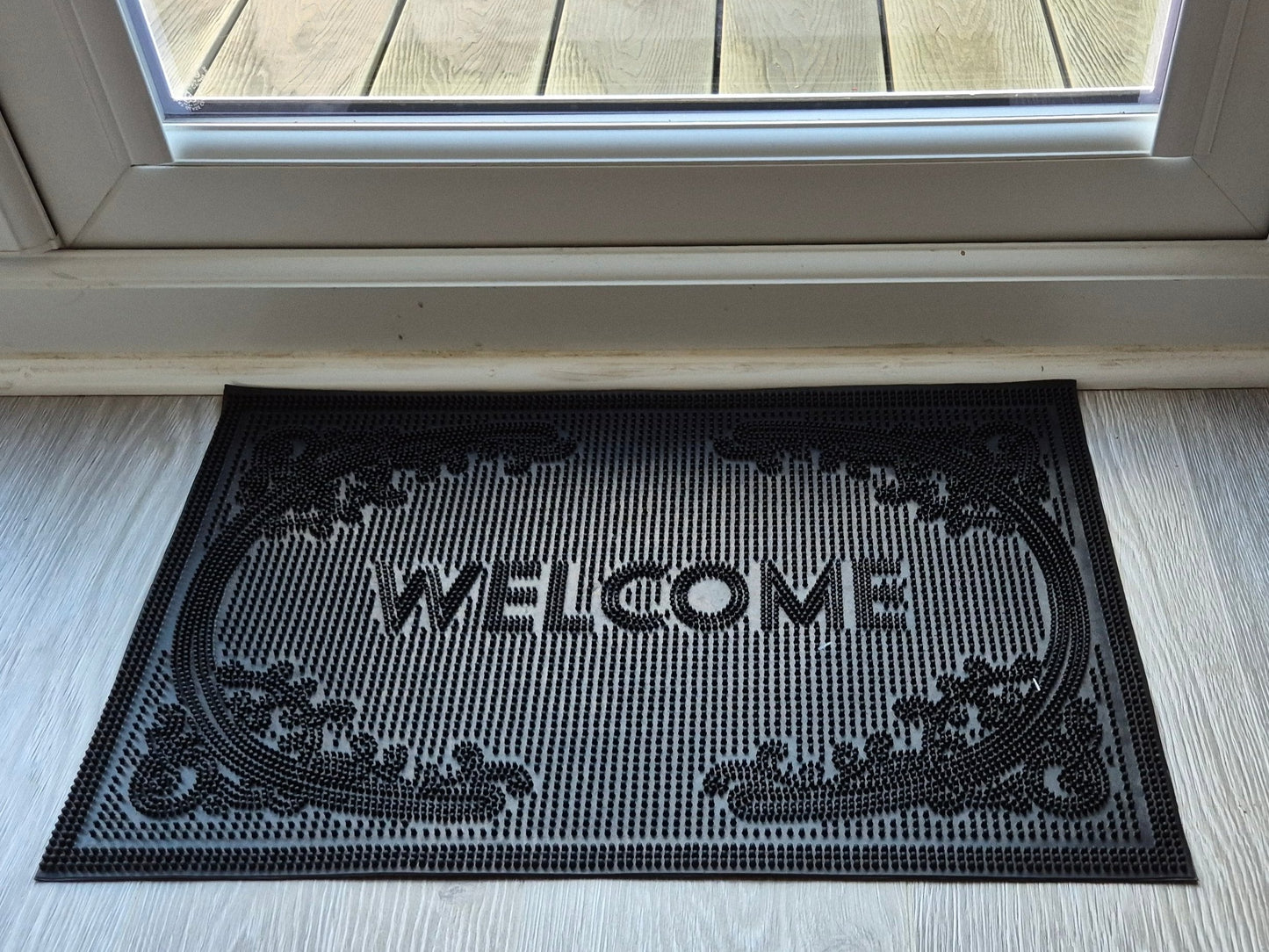 Rubber Doormat 60cm x 40cm - 'Welcome' (D2) - Absorbent Coir Mat for Indoor/Outdoor