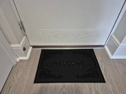Rubber Doormat 60cm x 40cm - 'Welcome' (D2) - Absorbent Coir Mat for Indoor/Outdoor