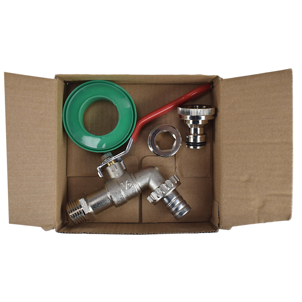 Lever Tap Kit with Barb/Quick Connect Outlet, ½” and ¾” BSP Thread Inlet