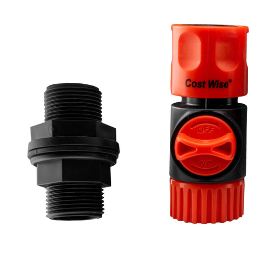 ¾” BSP Water Butt Fitting with Valve Quick Hose Connection