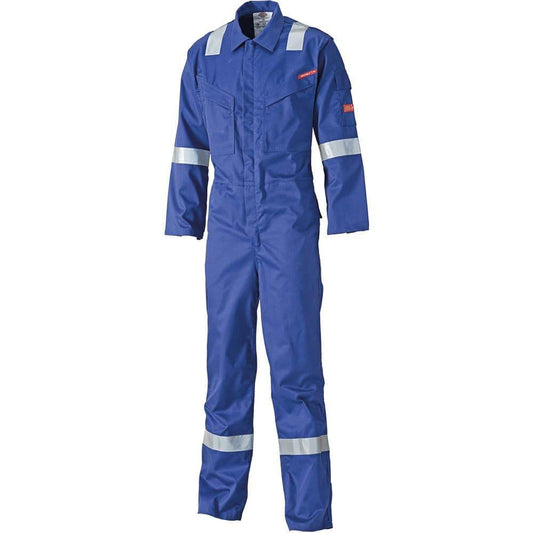 Dickies FR5401 Lightweight Pyrovatex Coverall, Flame Retardant Boiler Suit Royal Blue or Navy