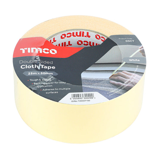 Double Sided Cloth Tape - 50m - White