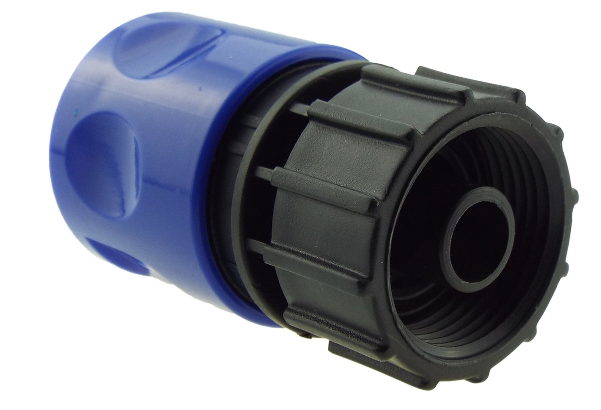 Hose Connector Blue with In-Line BSPM Valve and 13mm Brass Barb