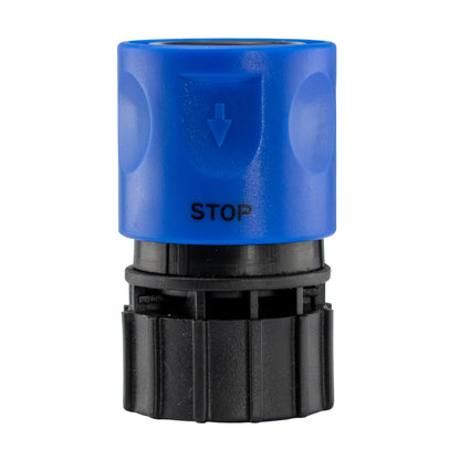 Hose Connector Blue with In-Line BSPM Valve and 19mm Brass Barb