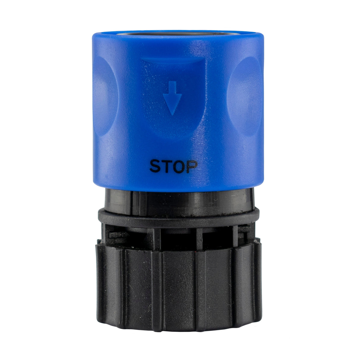 Hose Connector Blue with In-Line BSPM Valve and 20mm MDPE Straight