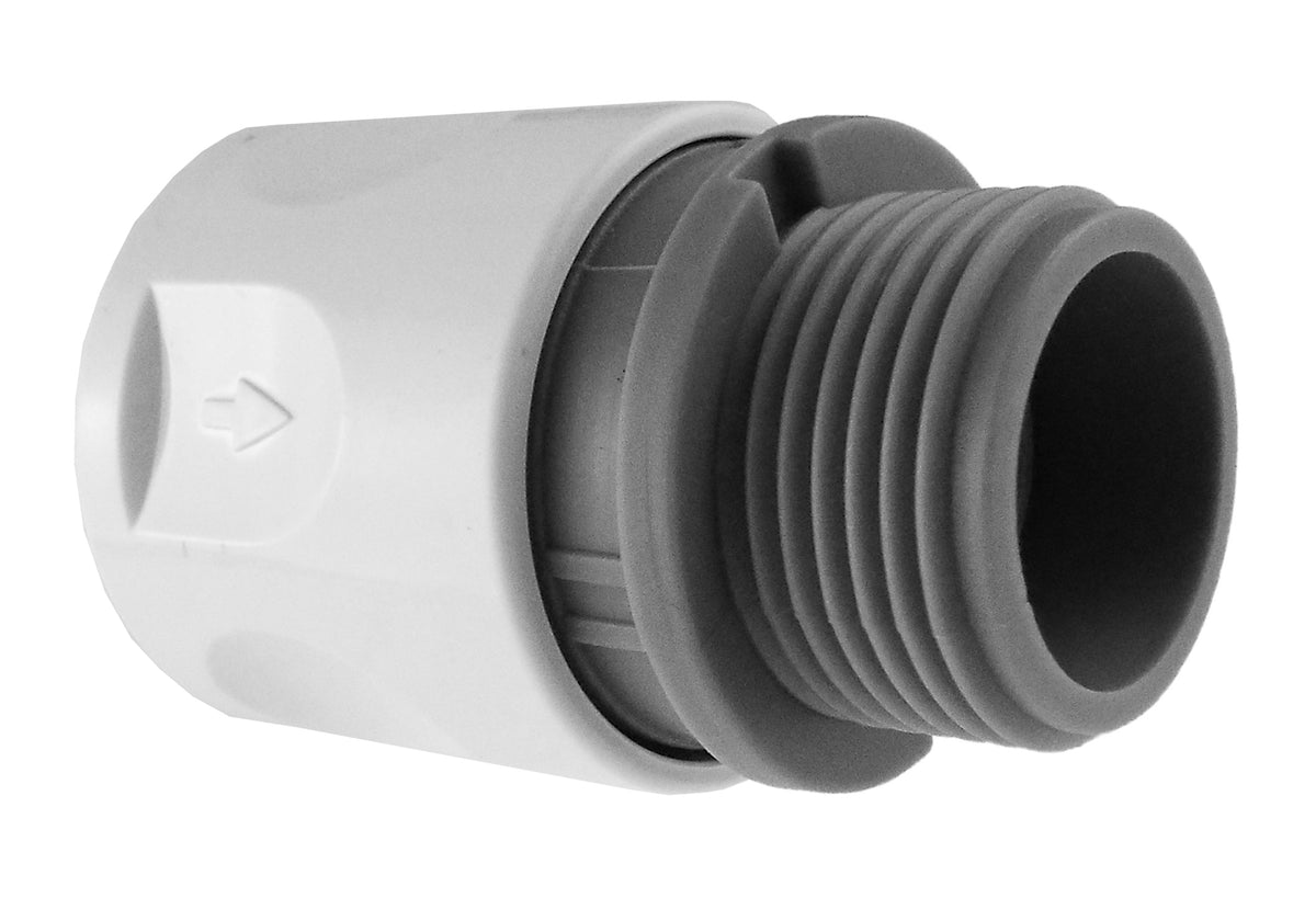 Hose Connector WL with In-Line BSPF Valve and 20mm MDPE Straight