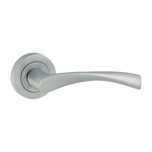 Edleston Lever on Rose Door Handle – Satin Chrome - 51mm