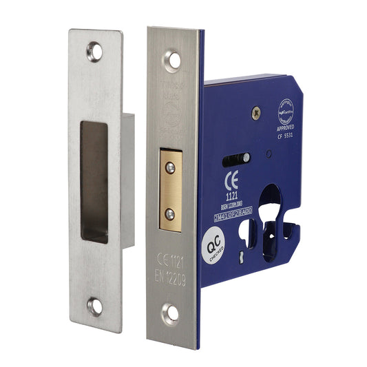 Euro Profile Mortice Deadlock – Satin Nickel (66mm Case / 45mm Backset)