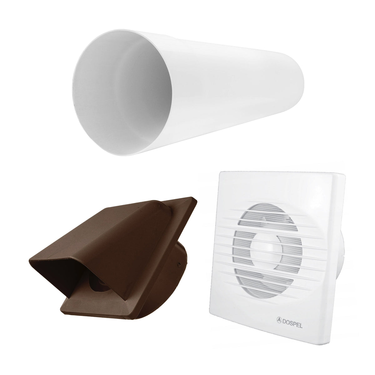 Through Wall Ventilation Kit RICO Standard Fan with Brown External Vent