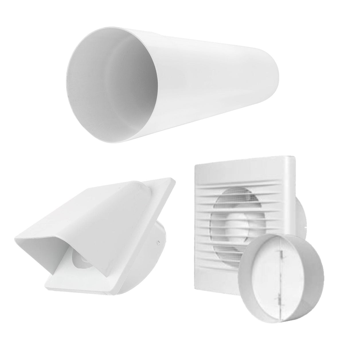 Through Wall Ventilation Kit – STYL Fan with Timer and White External Vent