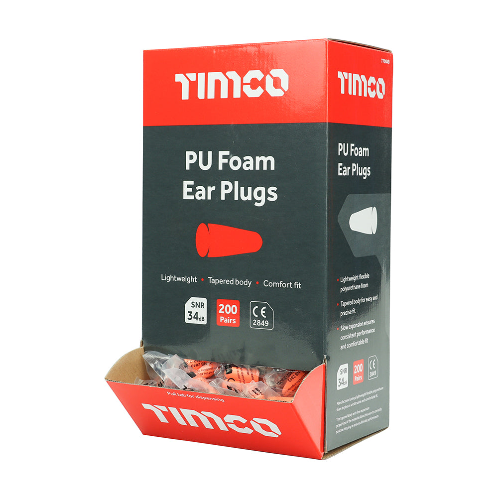 PU Foam Ear Plugs – Box of 200 Pairs
