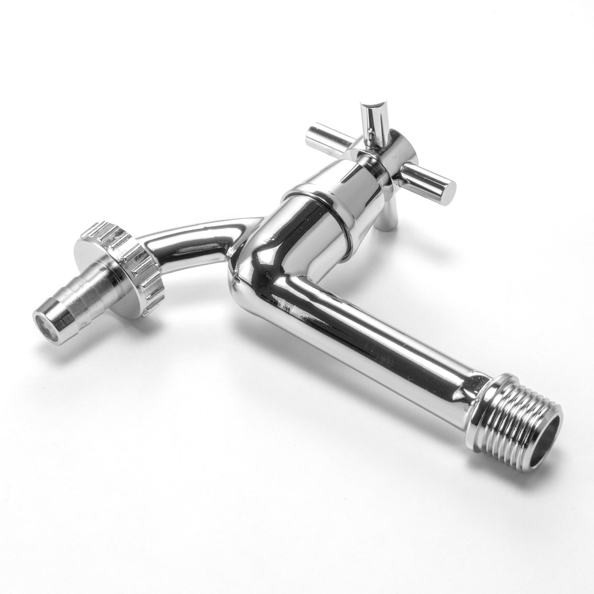 Wall Flange Kit 20mm MDPE – Extended Brass Chrome Tap ½” Barb