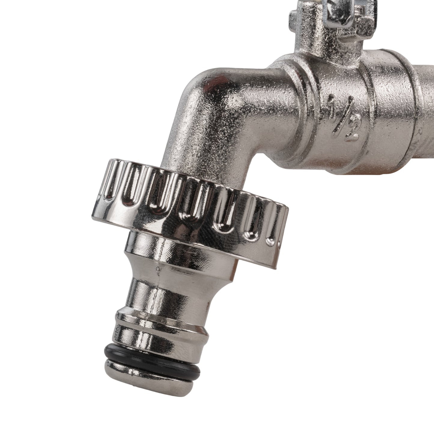 Garden Lever Tap - 3/4 BSPM Inlet - Snap On Male - Zinc Nickle Plated