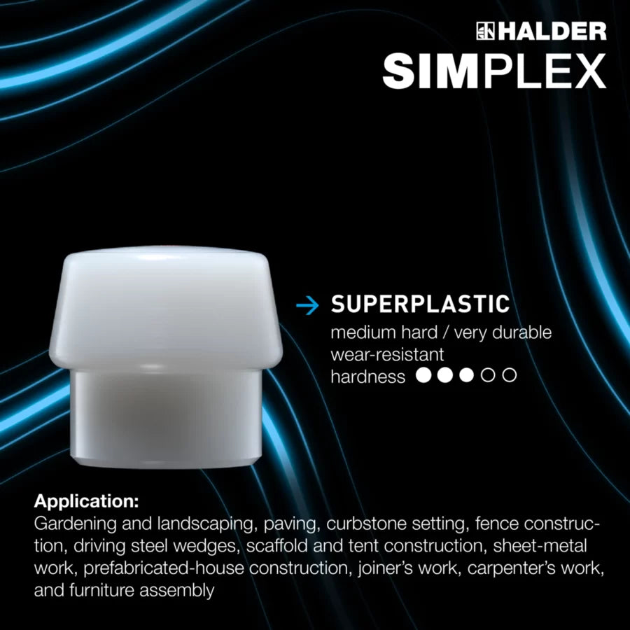 Halder Simplex soft-face mallet, cast iron housing - "Stand-Up" / Superplastic
