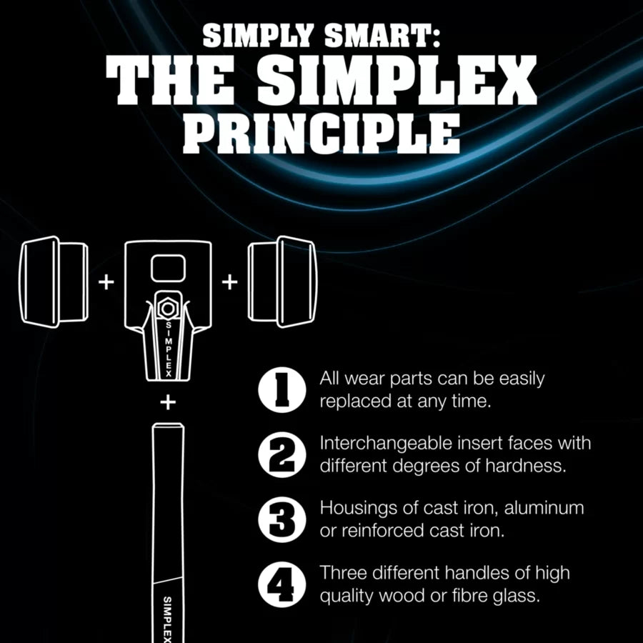 Halder Simplex soft-face mallet, cast iron housing - "Stand-Up" / Superplastic