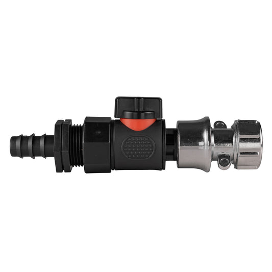 16mm Barbed Straight with BSPF-Quick Connect Valve & Hose Connector Zinc