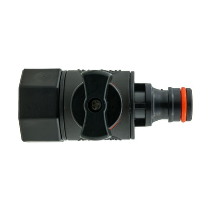 20mm MDPE Straight with BSPF-Quick Connect Valve & Hose Connector Black