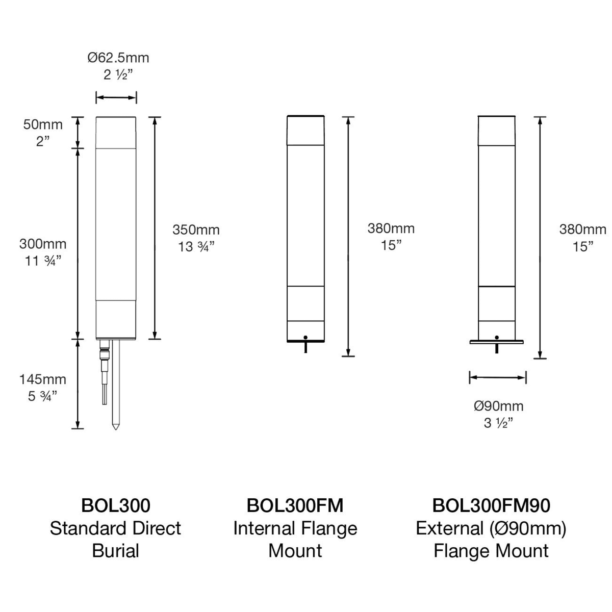 Hunza Bollard 300mm Flange/Spike Mounted (GU10) - IP66