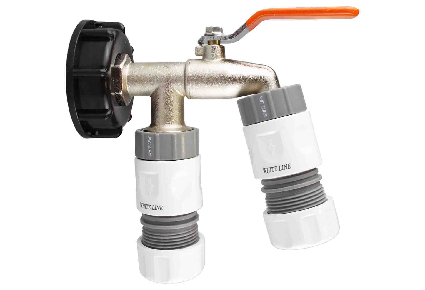IBC 2” S60X6 Cap with Double Lever Tap and Max Flo Hose Connectors Set
