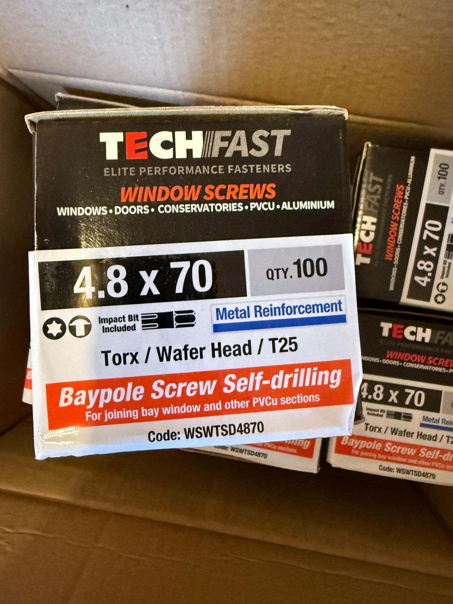 TechFast Baypole Screw (Self-Drilling) – 4.8 x 70mm (Box of 100)