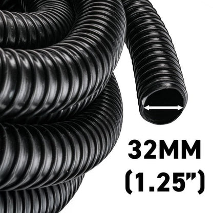 Corrugated Pipe 1.25" (32mm) with 2 x Double Wire Clips Set