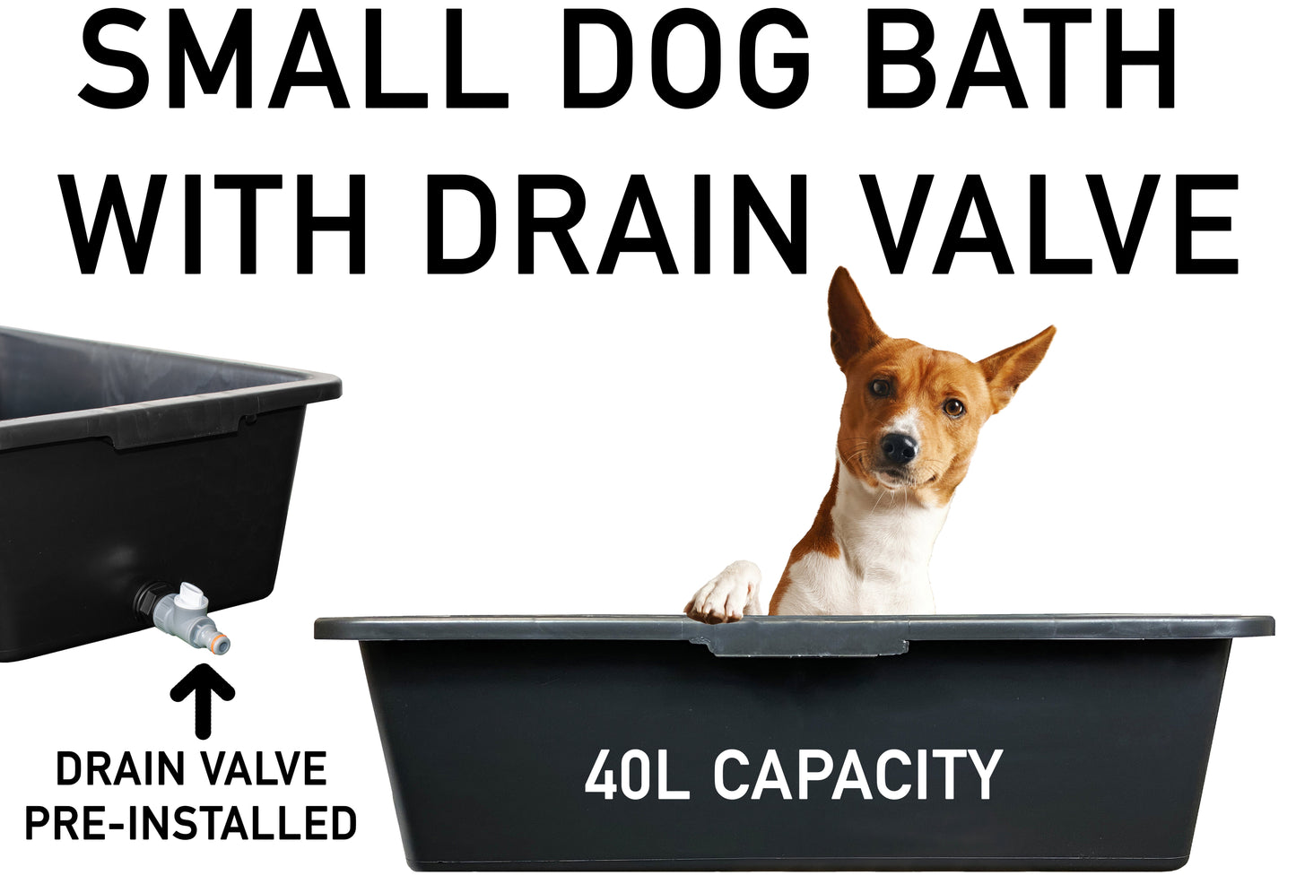 Versatile Large 40L Dog Bath/Pool/Tub - Suitable for Small Dog Breeds - with Drain Plug & Premium Connector - Durable, Easy to Store