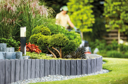 Lawn Edging, Plastic Palisade Wood Effect, 2.32m, Gray