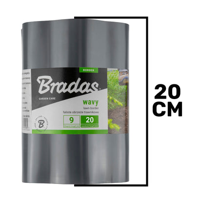 Wavy Plastic Garden Lawn Edging, H=20CM, L=9M, Gray