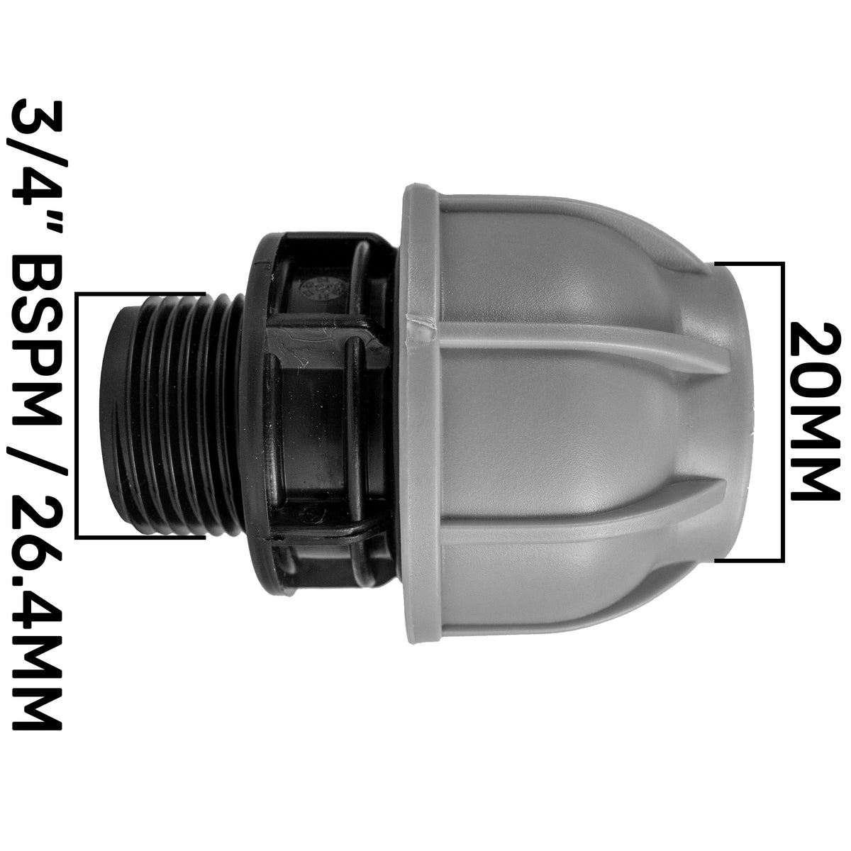 In-Line BSPF Valve with 2 x 20mm MDPE Straight Connectors