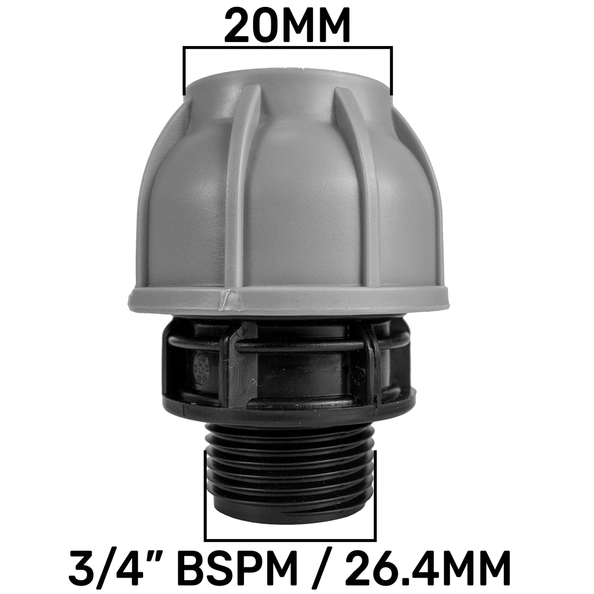Hose Connector WL with In-Line BSPF Valve and 20mm MDPE Straight