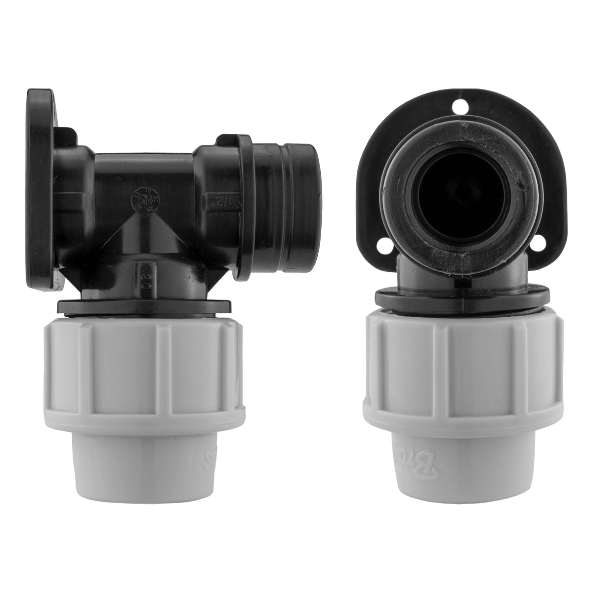 Wall Flange Kit 20mm MDPE With Polished Brass Tap