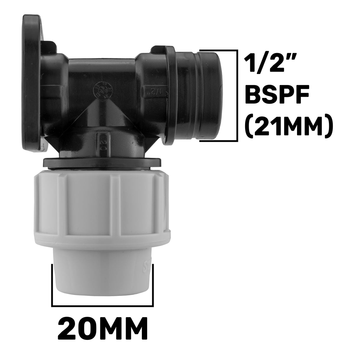 Wall Flange Kit 20mm MDPE With Polished Brass Tap
