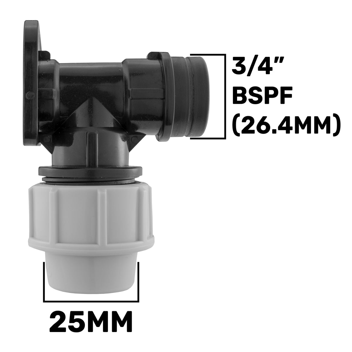 Wall Flange Kit 25mm MDPE + Lever Tap 3/4" Barb