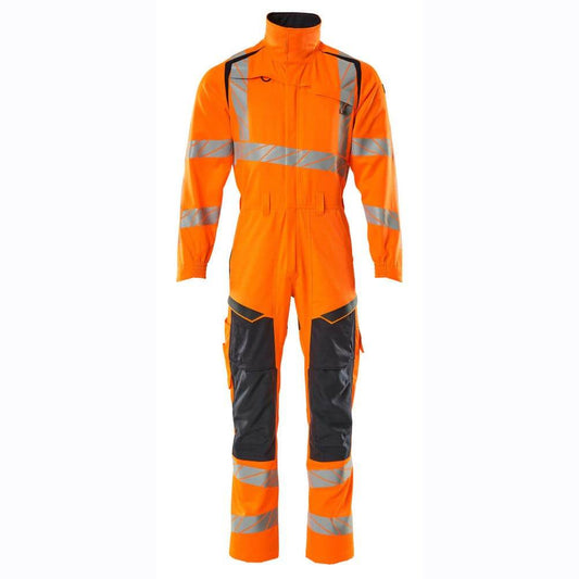 Mascot 19519-236 Stretch Boilersuit with Kne Pad Pockets Hi-Vis Orange/Dark Navy Large