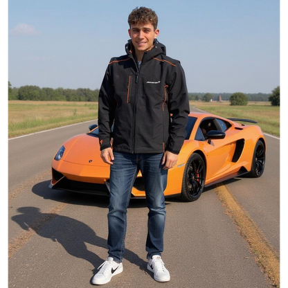 McLaren Water Repellent Stretch Softshell Jacket / Gilet - Official Workwear Black / Orange / Large